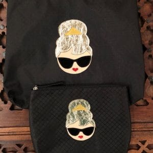 Audrey Makeup Bag/pc Black Gold Hair