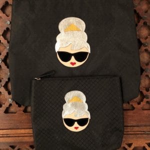 Audrey Makeup Bag/pc Black Silver Hair